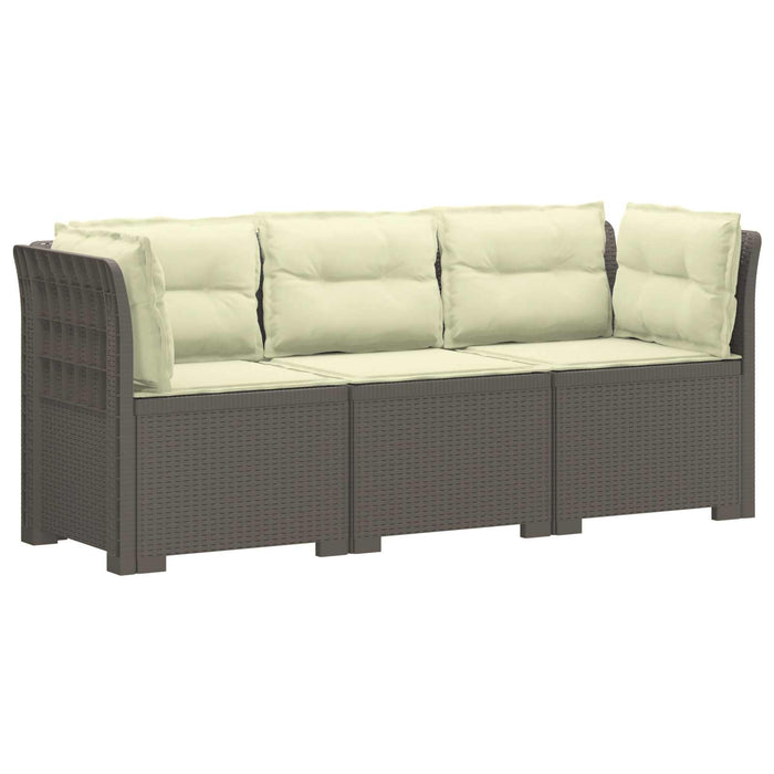 Sofa de grădină cu 3 locuri, cu perne, aspect de rattan PP WALTI
