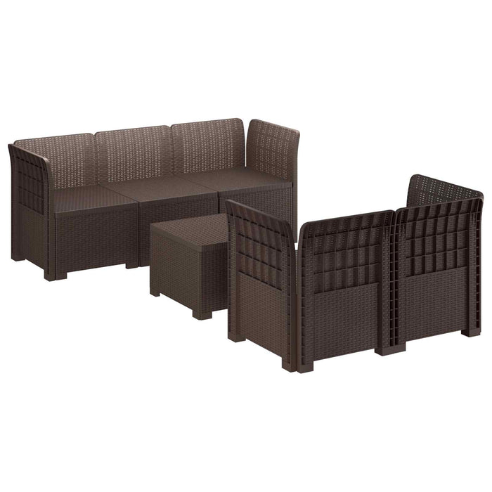 Sofa de grădină cu 5 locuri aspect rattan PP Maro WALTI