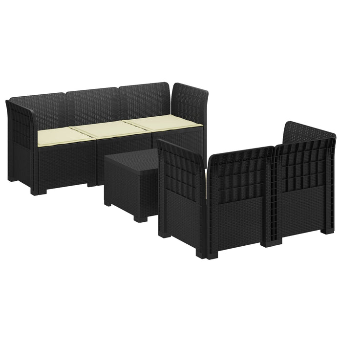 Sofa de grădină cu 5 locuri cu perne aspect rattan PP Antracit WALTI