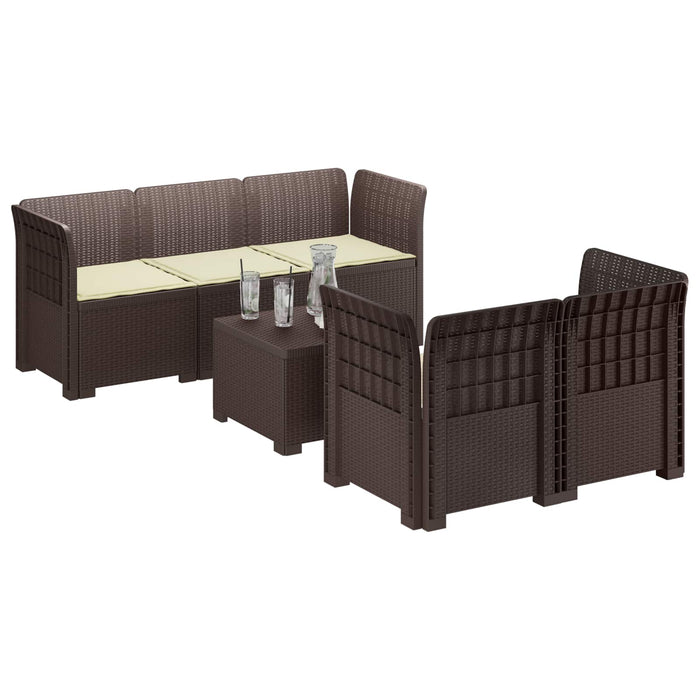 Sofa de grădină cu 5 locuri cu perne aspect rattan PP Maro WALTI