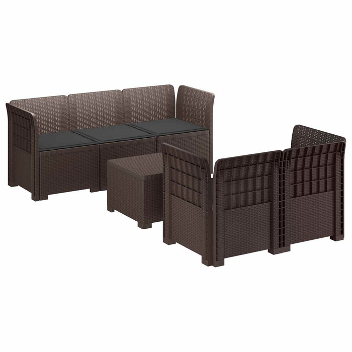 Sofa de grădină cu 5 locuri cu perne aspect rattan PP Maro WALTI