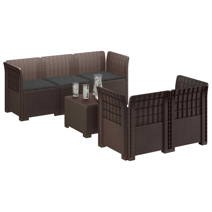Sofa de grădină cu 5 locuri cu perne aspect rattan PP Maro WALTI