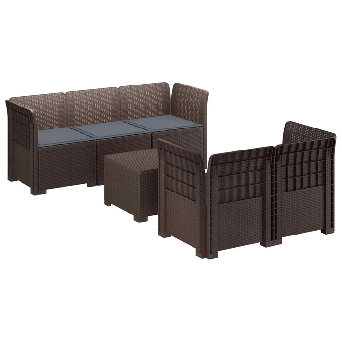 Sofa de grădină cu 5 locuri cu perne aspect rattan PP Maro WALTI