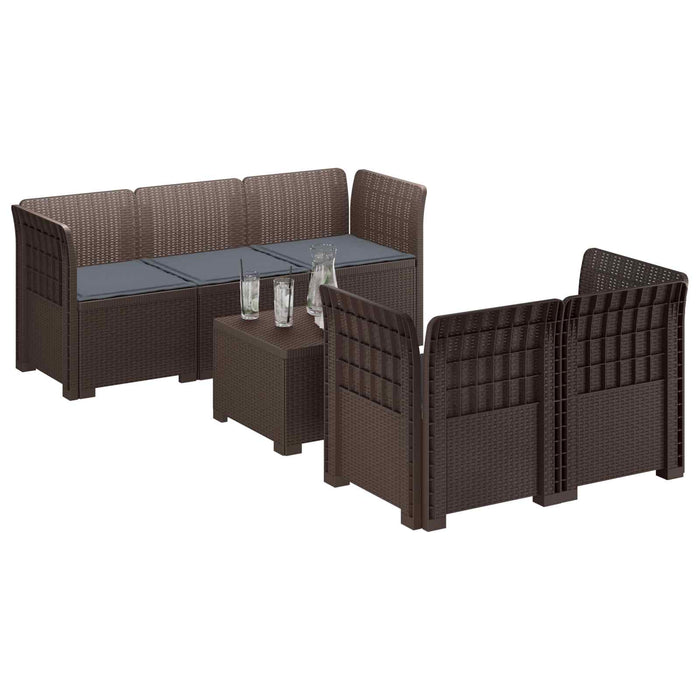 Sofa de grădină cu 5 locuri cu perne aspect rattan PP Maro WALTI