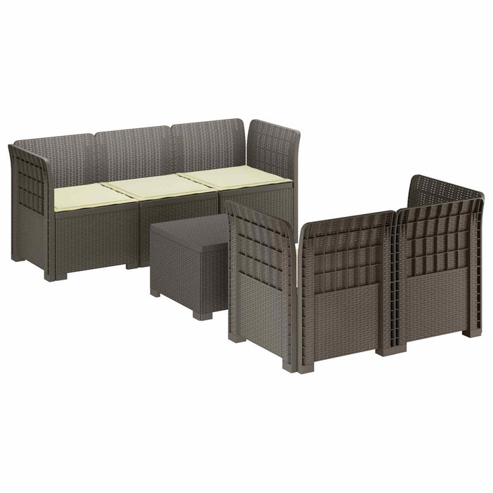 Sofa de grădină cu 5 locuri cu perne aspect rattan PP WALTI