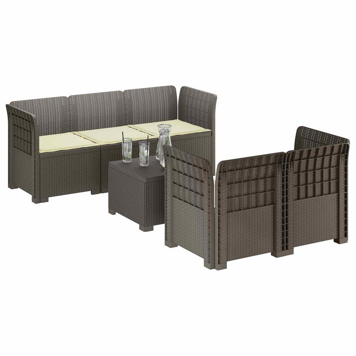 Sofa de grădină cu 5 locuri cu perne aspect rattan PP WALTI