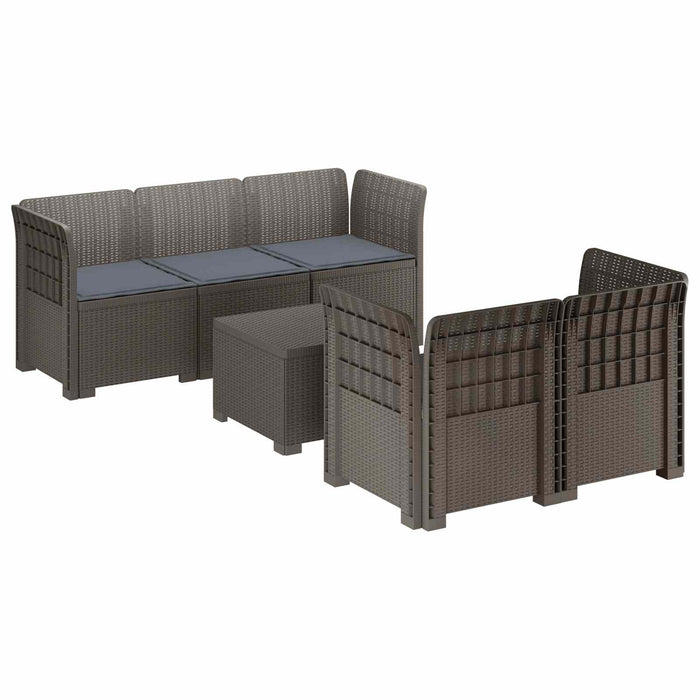 Sofa de grădină cu 5 locuri cu perne aspect rattan PP WALTI