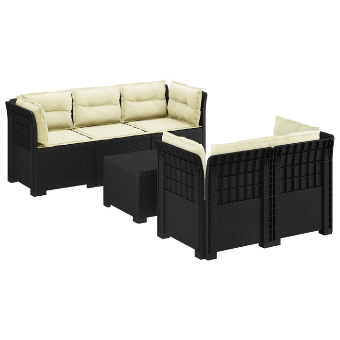 Sofa de grădină cu 5 locuri cu perne aspect rattan PP Antracit WALTI