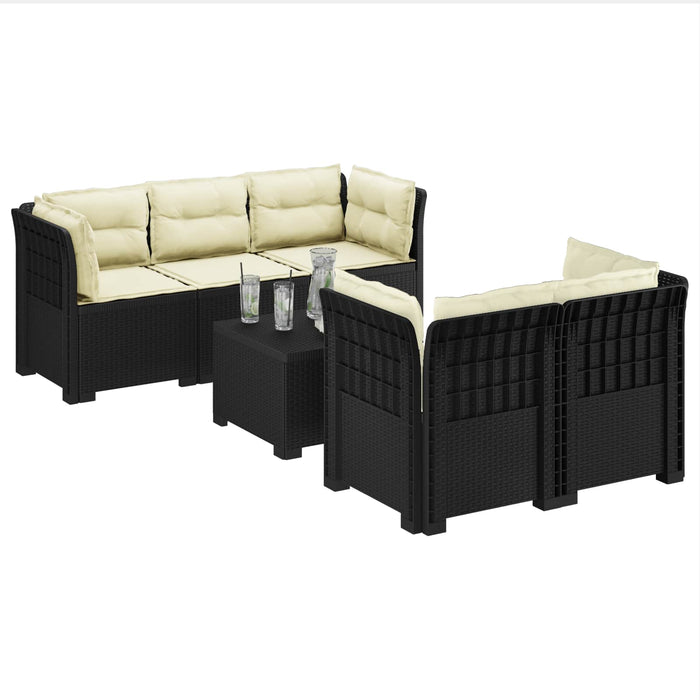 Sofa de grădină cu 5 locuri cu perne aspect rattan PP Antracit WALTI