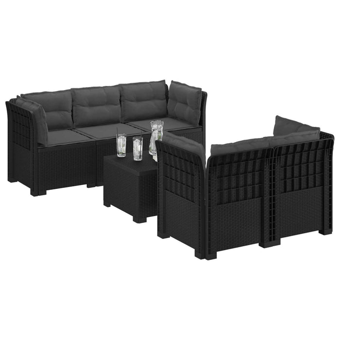 Sofa de grădină cu 5 locuri cu perne aspect rattan PP Antracit WALTI