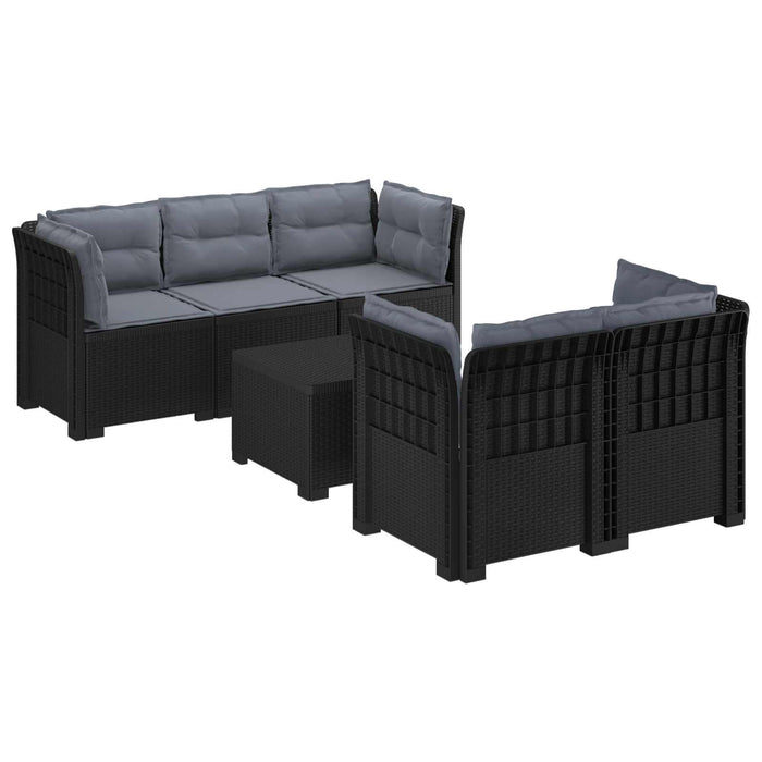 Sofa de grădină cu 5 locuri cu perne aspect rattan PP Antracit WALTI