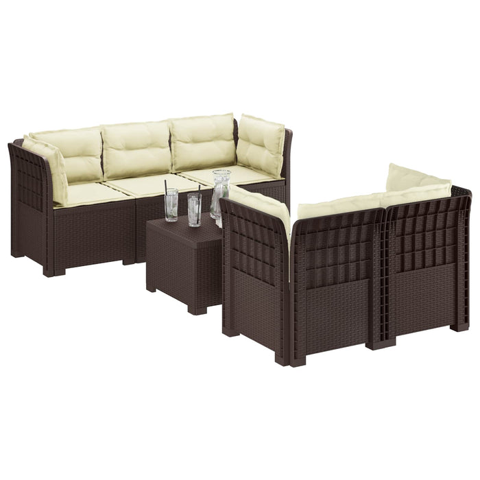 Sofa de grădină cu 5 locuri cu perne aspect rattan PP Maro WALTI