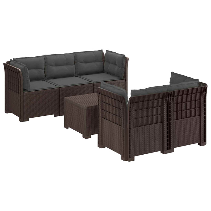 Sofa de grădină cu 5 locuri cu perne aspect rattan PP Maro WALTI