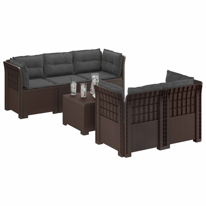 Sofa de grădină cu 5 locuri cu perne aspect rattan PP Maro WALTI