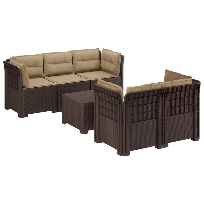 Sofa de grădină cu 5 locuri cu perne aspect rattan PP Maro WALTI