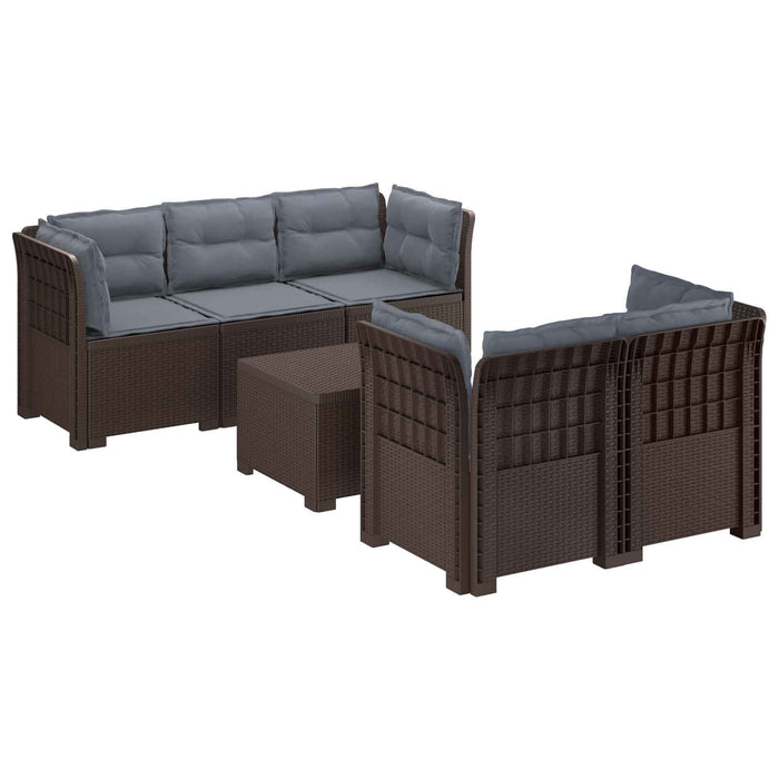 Sofa de grădină cu 5 locuri cu perne aspect rattan PP Maro WALTI