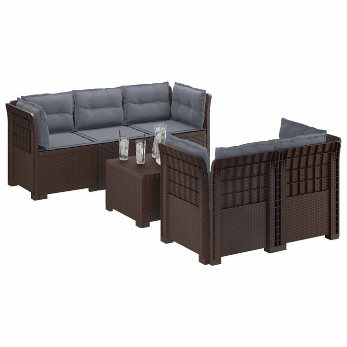 Sofa de grădină cu 5 locuri cu perne aspect rattan PP Maro WALTI