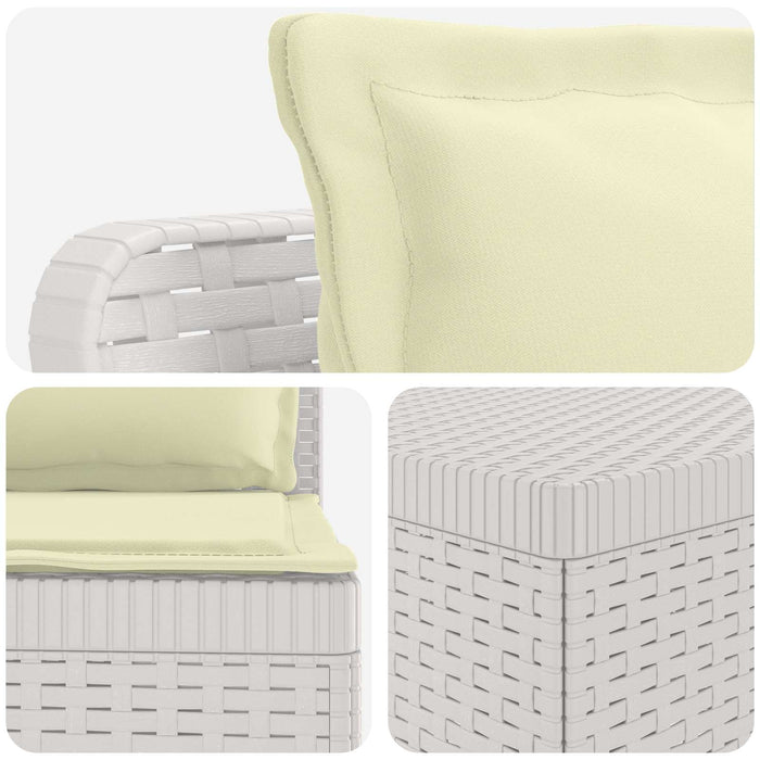 Sofa de grădină cu 5 locuri cu perne aspect rattan PP Alb WALTI