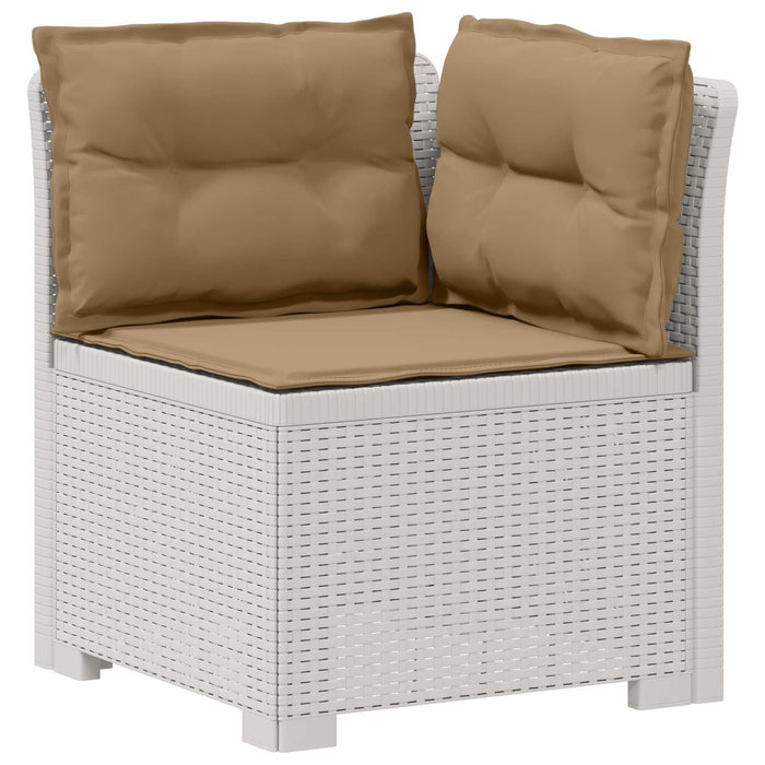 Sofa de grădină cu 5 locuri cu perne aspect rattan PP Alb WALTI