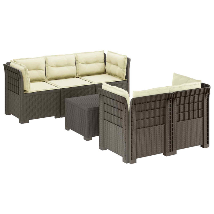 Sofa de grădină cu 5 locuri cu perne aspect rattan PP WALTI
