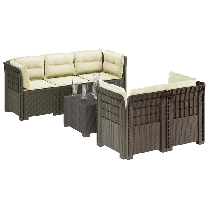 Sofa de grădină cu 5 locuri cu perne aspect rattan PP WALTI