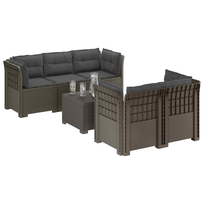 Sofa de grădină cu 5 locuri cu perne aspect rattan PP WALTI