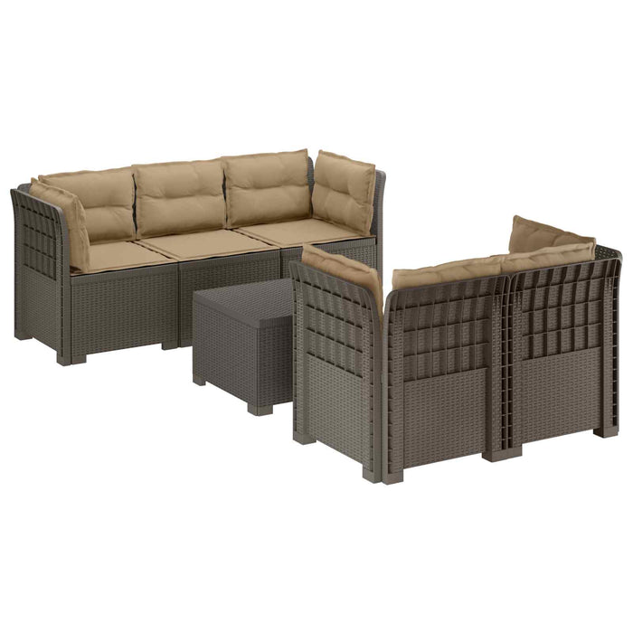 Sofa de grădină cu 5 locuri cu perne aspect rattan PP WALTI