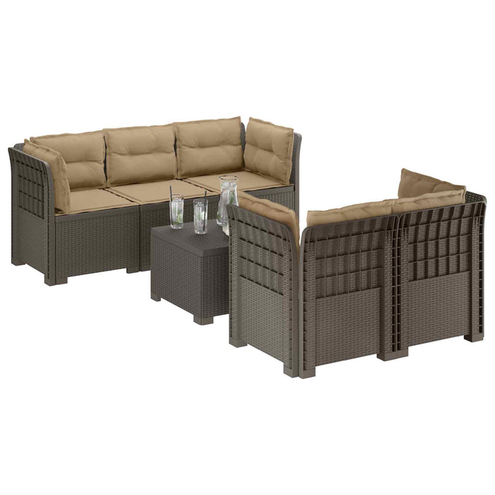 Sofa de grădină cu 5 locuri cu perne aspect rattan PP WALTI