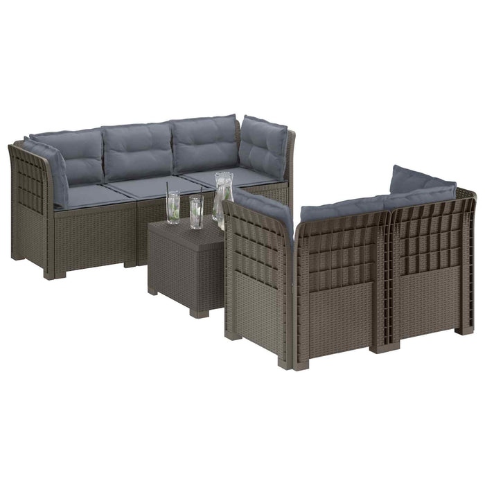 Sofa de grădină cu 5 locuri cu perne aspect rattan PP WALTI