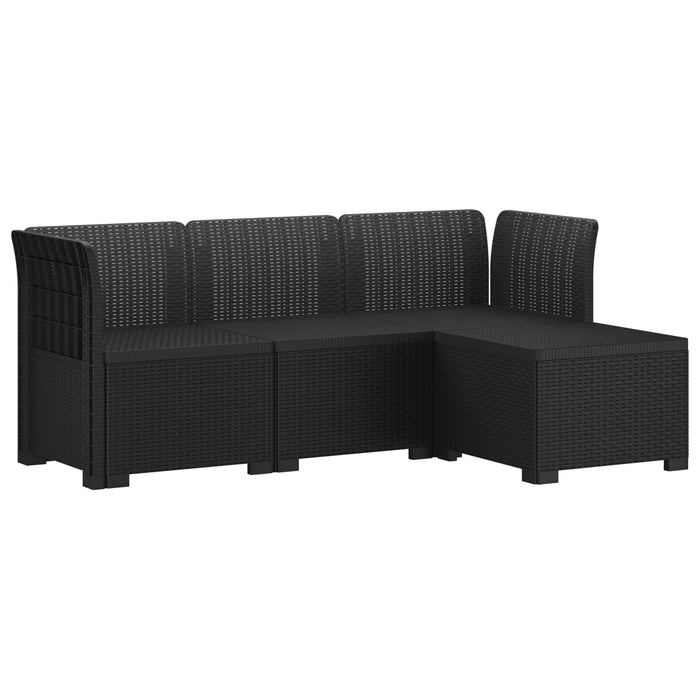 Sofa de Grădină 4-Locuri Aspect Ratan PP Antracit WALTI