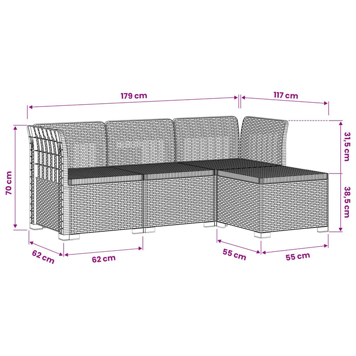 Sofa de Grădină 4-Locuri Aspect Ratan PP Maro WALTI