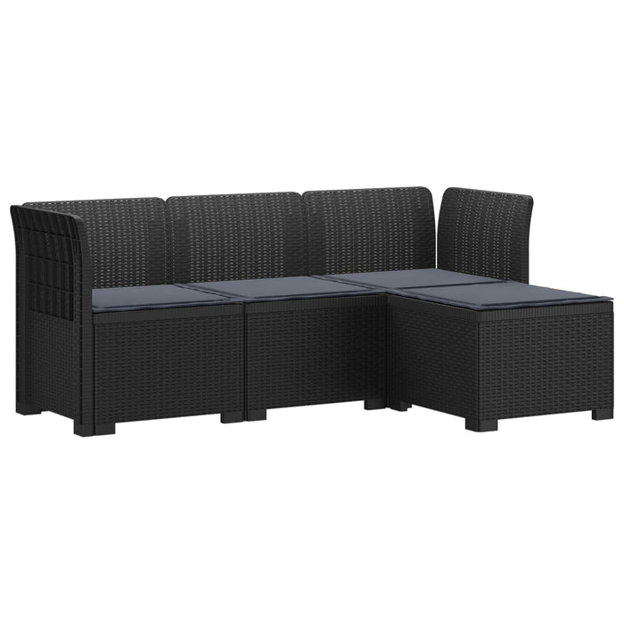 Sofa de Grădină 4-Locuri cu Perne Aspect Ratan PP Antracit WALTI