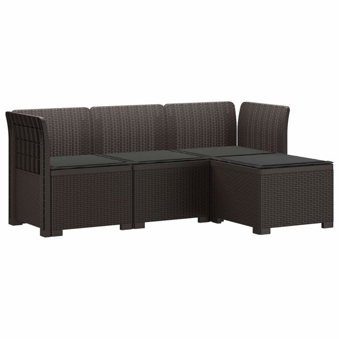 Sofa de Grădină 4-Locuri cu Perne Aspect Ratan PP Maro WALTI