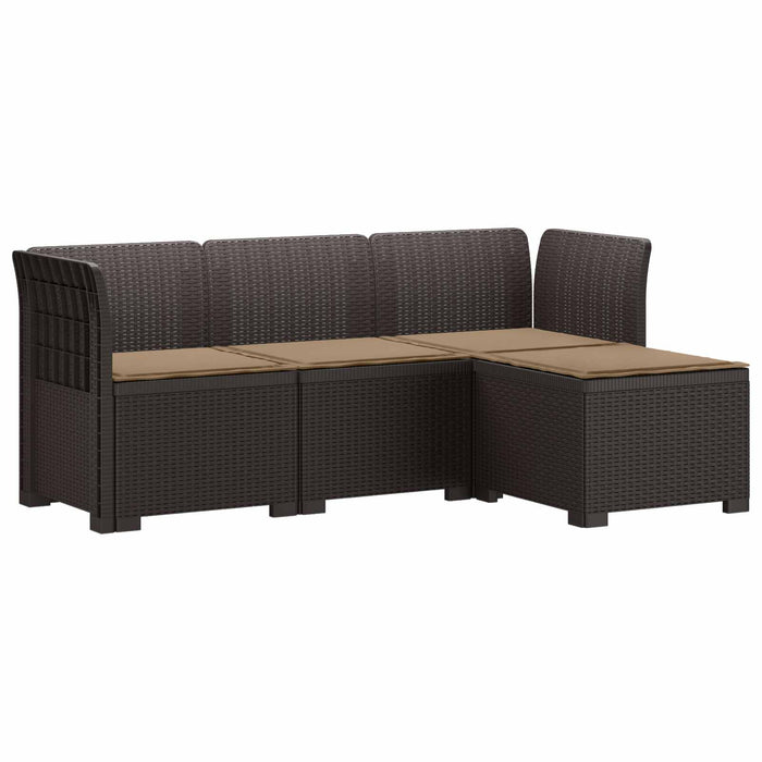 Sofa de Grădină 4-Locuri cu Perne Aspect Ratan PP Maro WALTI