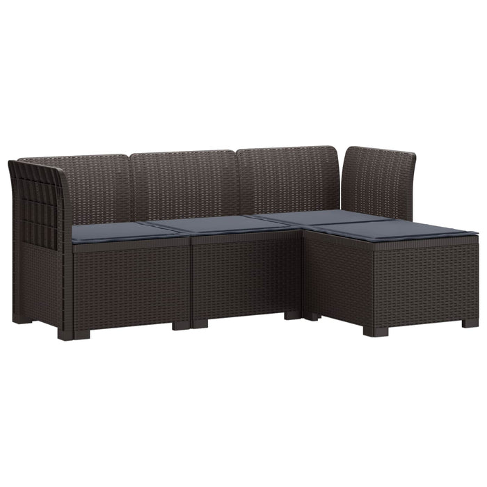 Sofa de Grădină 4-Locuri cu Perne Aspect Ratan PP Maro WALTI