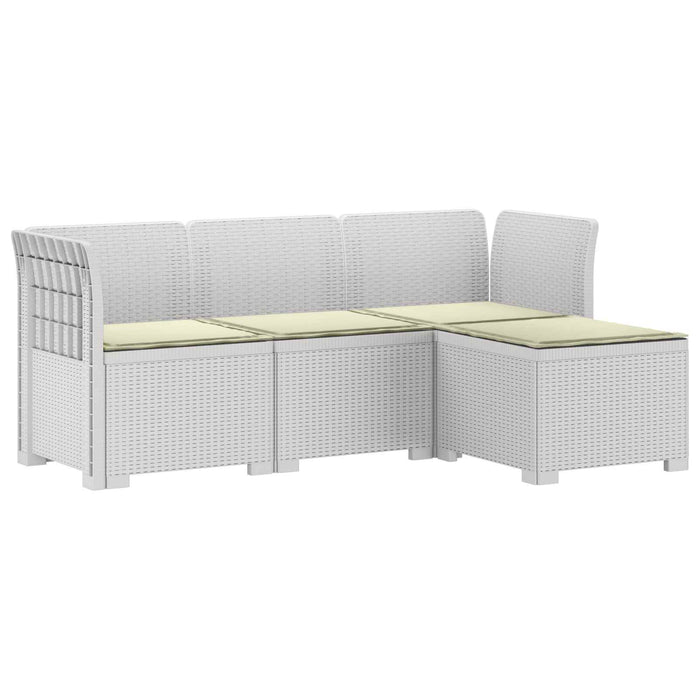 Sofa de Grădină 4-Locuri cu Perne Aspect Ratan PP Alb WALTI