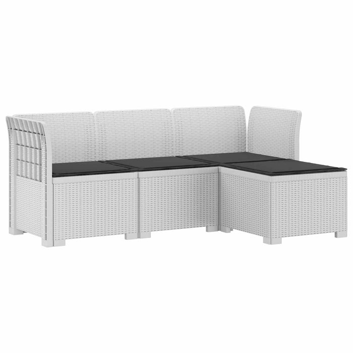 Sofa de Grădină 4-Locuri cu Perne Aspect Ratan PP Alb WALTI