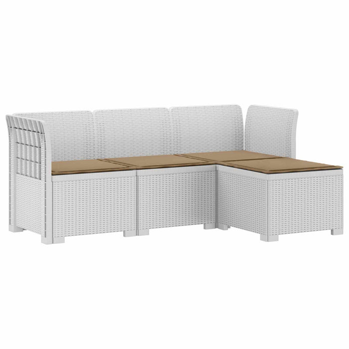 Sofa de Grădină 4-Locuri cu Perne Aspect Ratan PP Alb WALTI