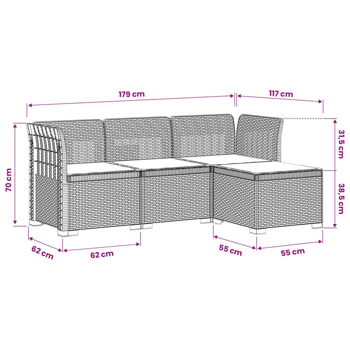 Sofa de Grădină 4-Locuri cu Perne Aspect Ratan PP Alb WALTI