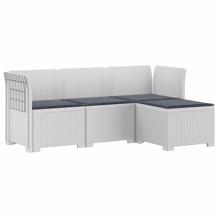 Sofa de Grădină 4-Locuri cu Perne Aspect Ratan PP Alb WALTI