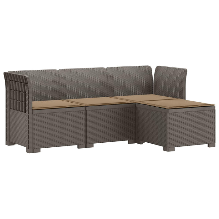 Sofa de Grădină 4-Locuri cu Perne Aspect Ratan PP Gri deschis WALTI