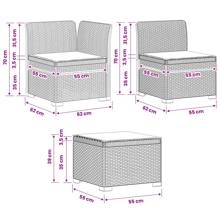 Sofa de Grădină 4-Locuri cu Perne Aspect Ratan PP Gri deschis WALTI