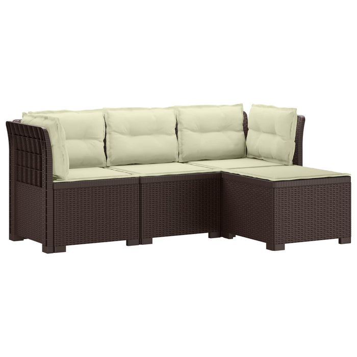 Sofa de Grădină 4-Locuri cu Perne Aspect Ratan PP Maro WALTI