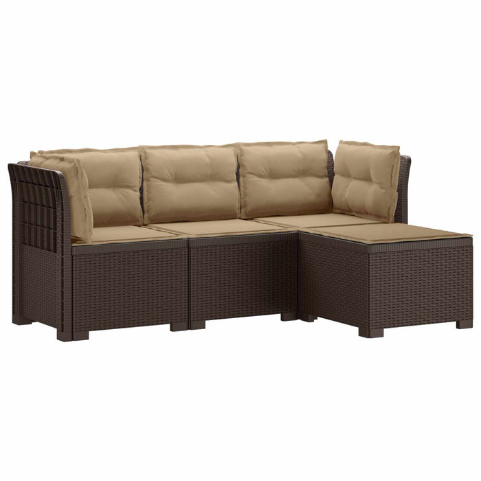 Sofa de Grădină 4-Locuri cu Perne Aspect Ratan PP Maro WALTI