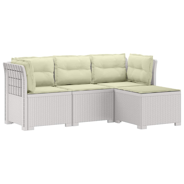 Sofa de Grădină 4-Locuri cu Perne Aspect Ratan PP Alb WALTI