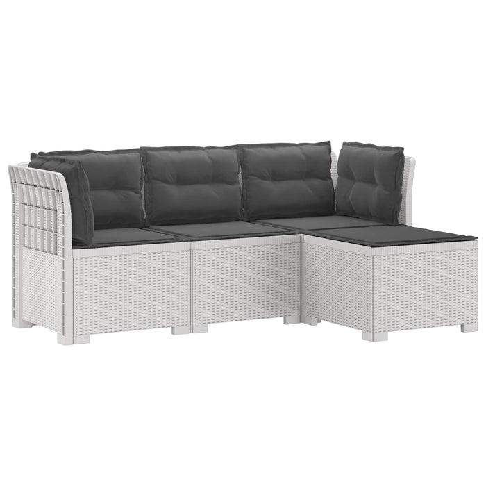 Sofa de Grădină 4-Locuri cu Perne Aspect Ratan PP Alb WALTI