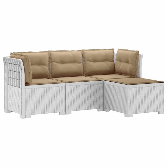 Sofa de Grădină 4-Locuri cu Perne Aspect Ratan PP Alb WALTI