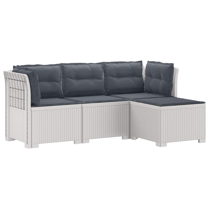 Sofa de Grădină 4-Locuri cu Perne Aspect Ratan PP Alb WALTI
