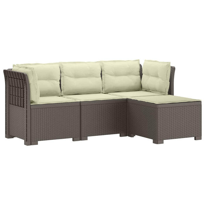 Sofa de Grădină 4-Locuri cu Perne Aspect Ratan PP Gri deschis WALTI