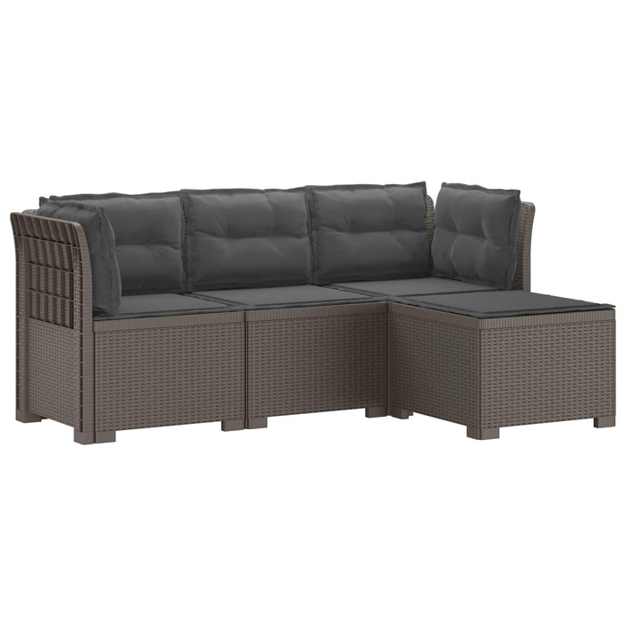 Sofa de Grădină 4-Locuri cu Perne Aspect Ratan PP Gri deschis WALTI